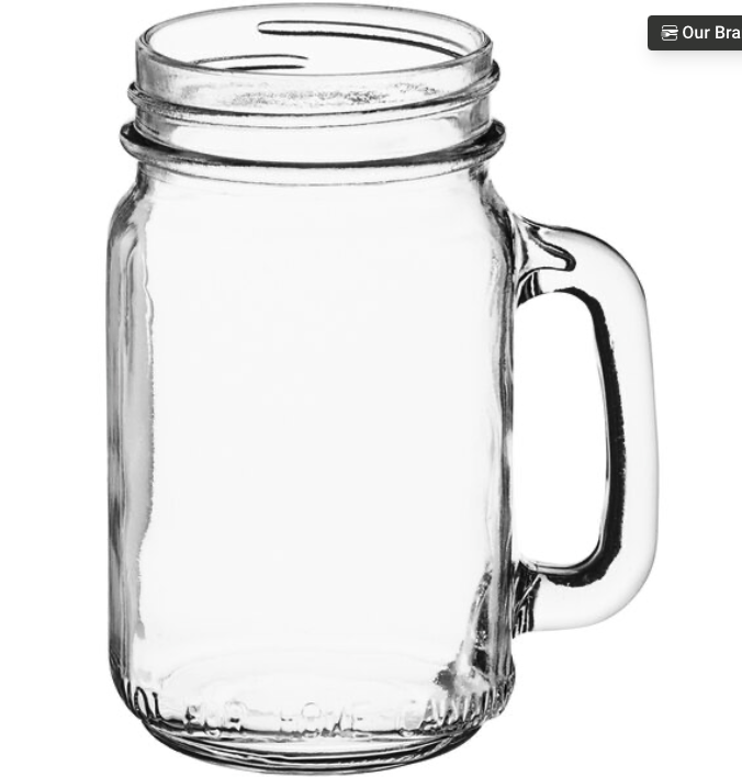 Acopa Rustic Charm 16 oz. Customizable Drinking Jar / Mason Jar with Handle (12/case)