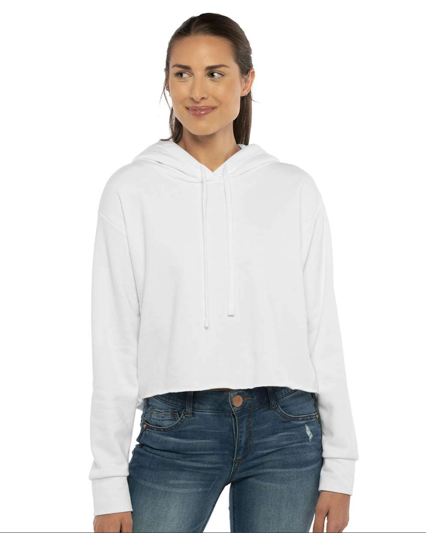 Next Level Women's Laguna Sueded Raw Edge Crop Hoodie Sweatshirt - 9384