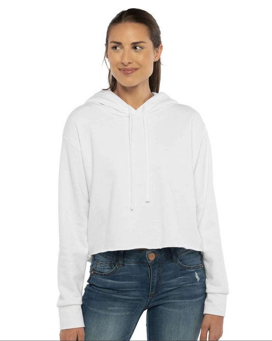 Next Level Women's Laguna Sueded Raw Edge Crop Hoodie Sweatshirt - 9384